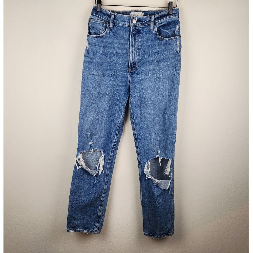 Abercrombie & Fitch The '90s Straight Ultra High Rise Ripped Jeans sz 28/6R